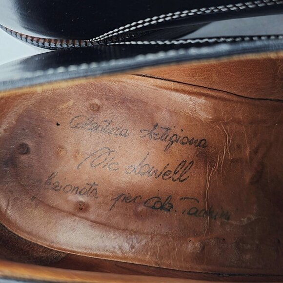 Vintage Italian McDowell Mens 9.5D /8.5UK Black Leather Dress Shoes Derby Oxford main image 12